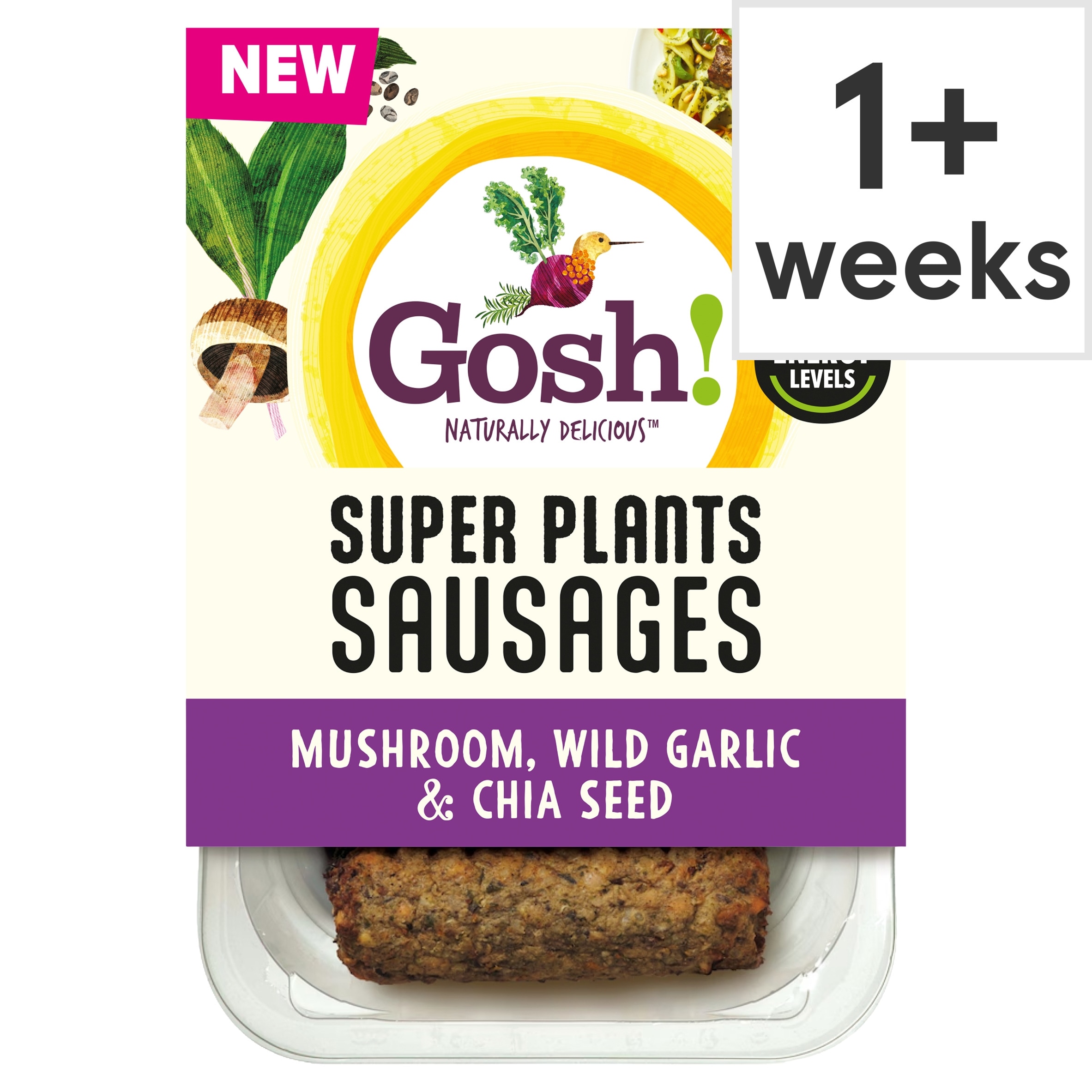 Gosh! Super Plants Mushroom, Wild Garlic & Chia Seed Sausages 210g