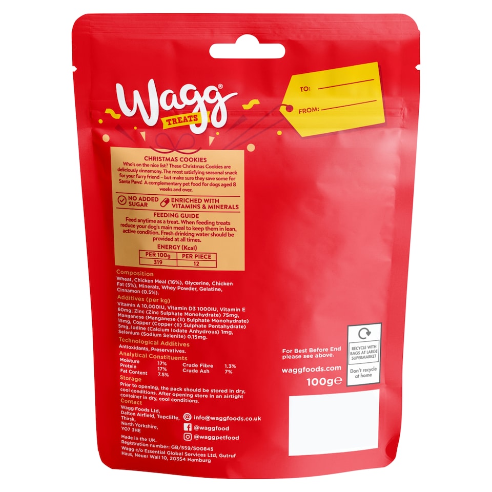 image 1 of Wagg Christmas Cookies Dog Treats Clip Strip 100g