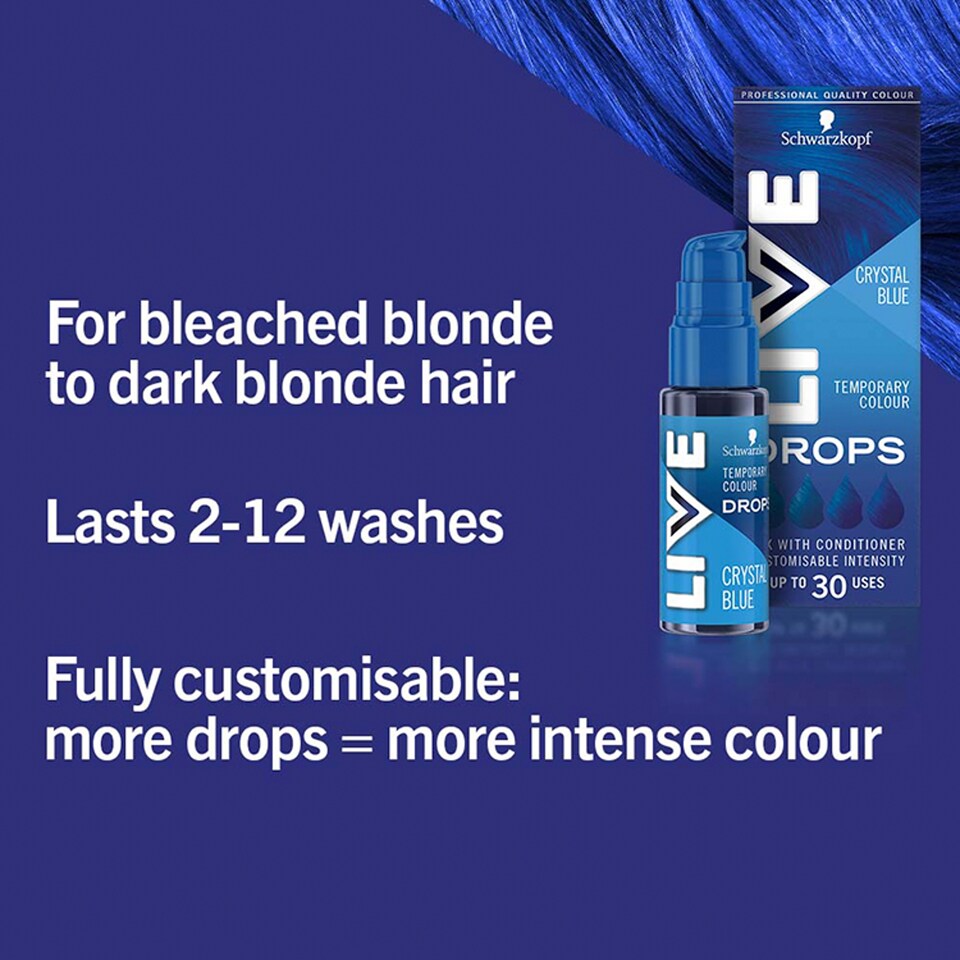 image 1 of Schwarzkopf Live Temporary Colour Drops Crystal Blue 30Ml