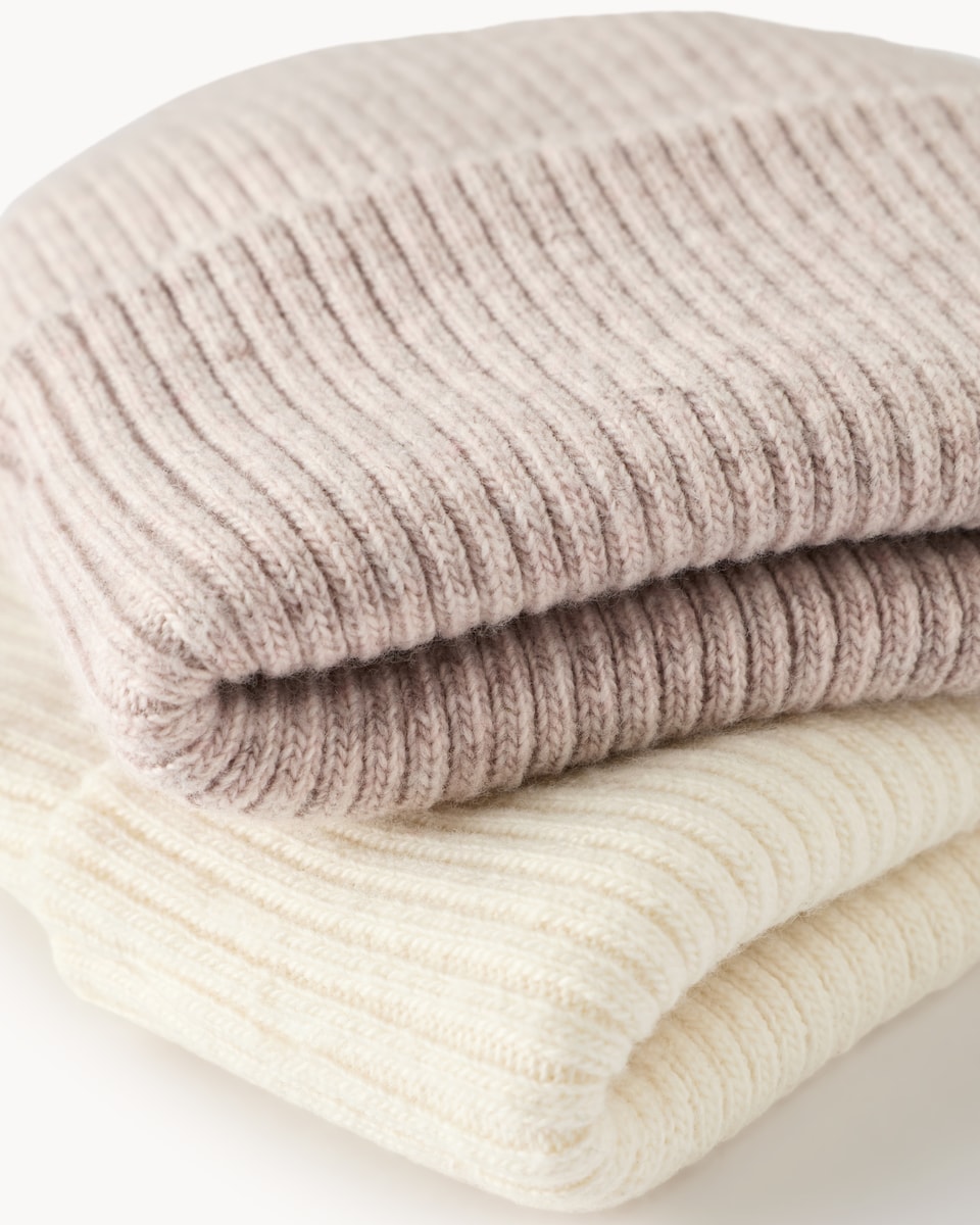 image 1 of F&F Girls 2-Pack Ribbed Beanie Hats in Multi
