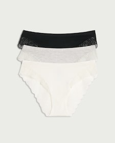 F&F 3-Pack Lace Trim Brazilian Knickers in Multi