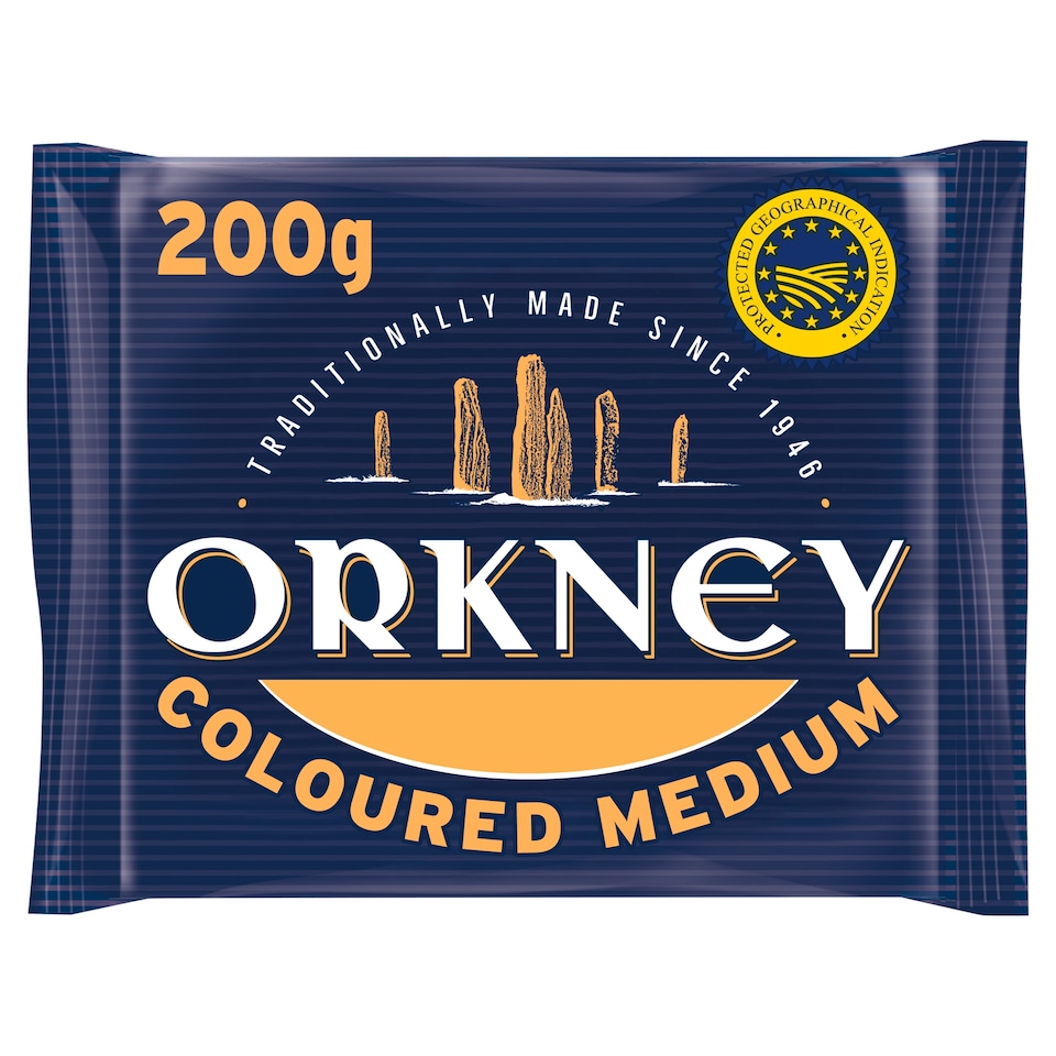 Orkney Coloured Medium Cheddar Cheese 200g 