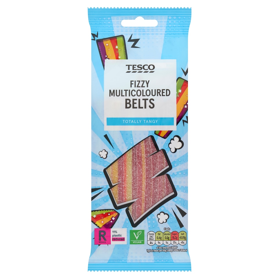 Tesco Fizzy Multicoloured Belts 75g