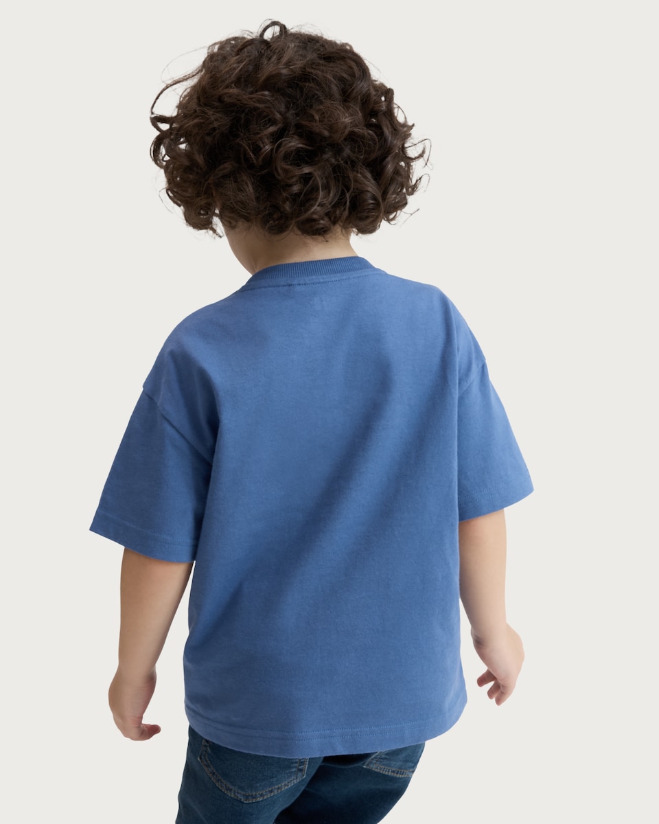 image 1 of F&F Boys Pure Cotton Racing Car Print Short Sleeved T-Shirt in Blue