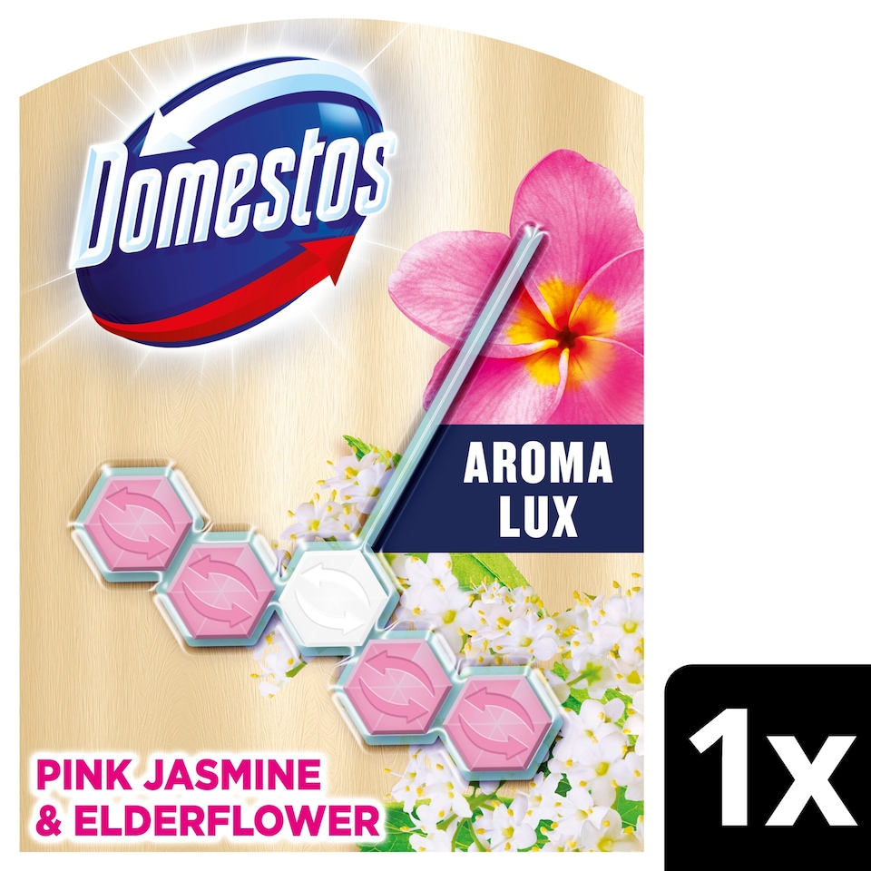 image 1 of Domestos Aroma Lux Rim Block Jasmine & Elderflower 55G