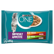 Purina ONE Difficult Appetite Pouches for Cats Chicken, Beef, Turkey, Duck in Juice 4 x 85g