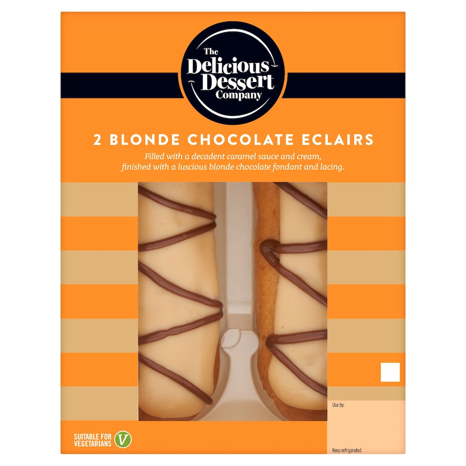 The Delicious Dessert Company Blonde Chocolate Eclairs 2 Pack