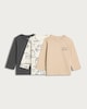 image 1 of F&F Baby 3-Pack Pure Cotton Transport Print Tops in Grey