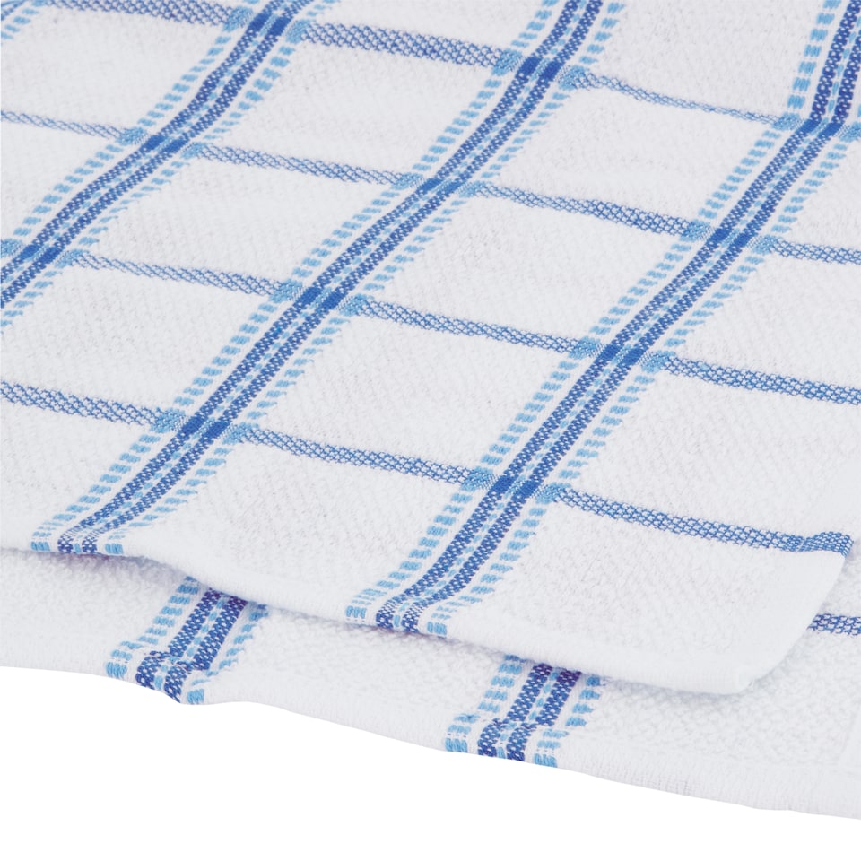 image 1 of Tesco Recycled Cotton Terry Tea Towel 5 Pack Blue