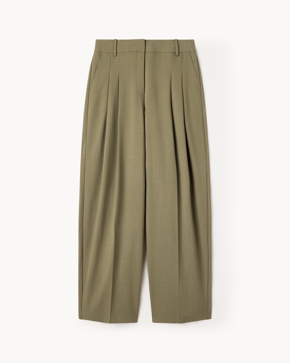 image 1 of F&F Wide Leg Tapered Trousers in Khaki