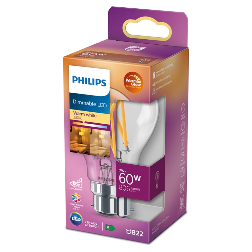 Philips Led Filament Classic 60W Bayonet Cap Dimmable