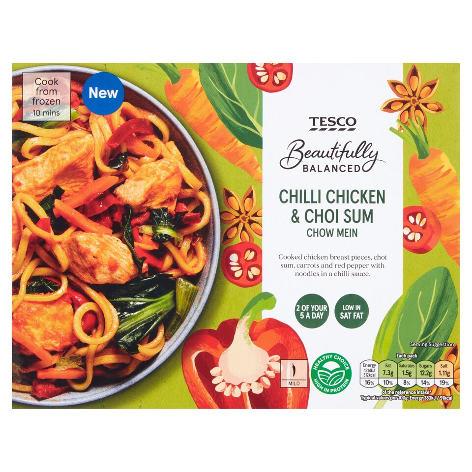 Tesco Beautifully Balanced Chilli Chicken Chow Mein 400G Tesco Groceries
