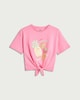 image 4 of F&F Girls Pure Cotton Tie Front T-Shirt in Pink