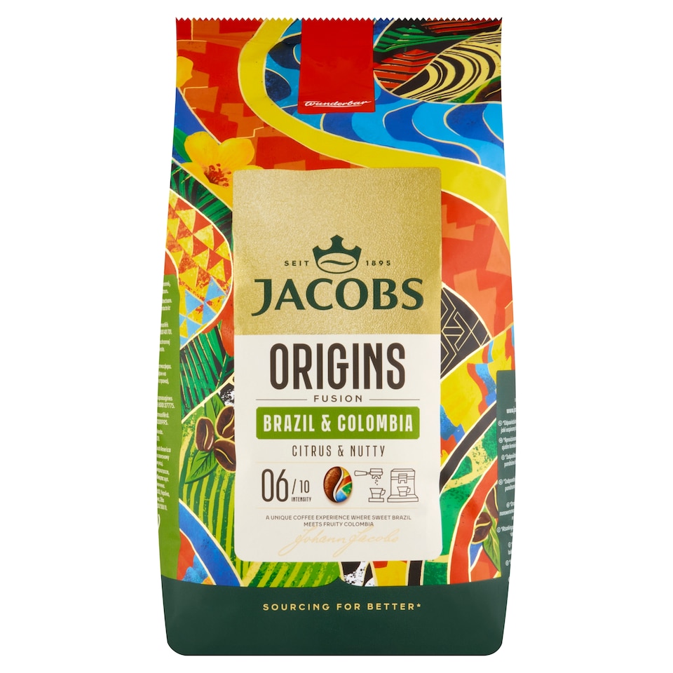 Obrázek 1 pro produkt Jacobs Origins Fusion Brazil & Colombia káva pražená zrnková 1000g