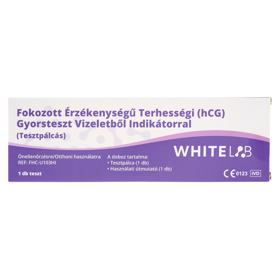 Whitelab fokozott érzékenységű terhességi (hCG) gyorsteszt vizeletből indikátorral