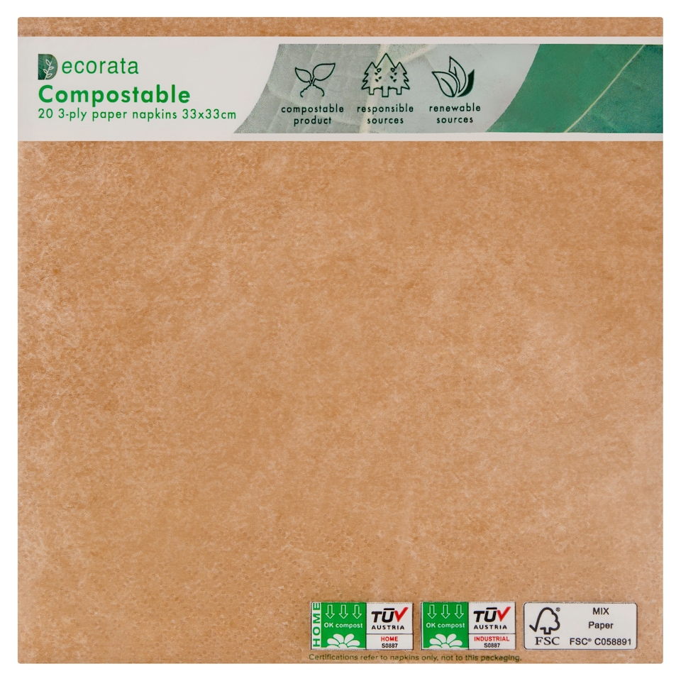 Ecorata szalvéta 33 x 33 cm 3 rétegű 20 db