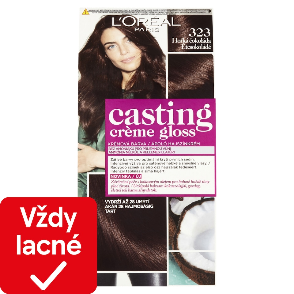 L'Oréal Paris Casting Creme Gloss, semipermanentná farba 323 HORKÁ ČOKOLÁDA, 48 +72 +60 ml