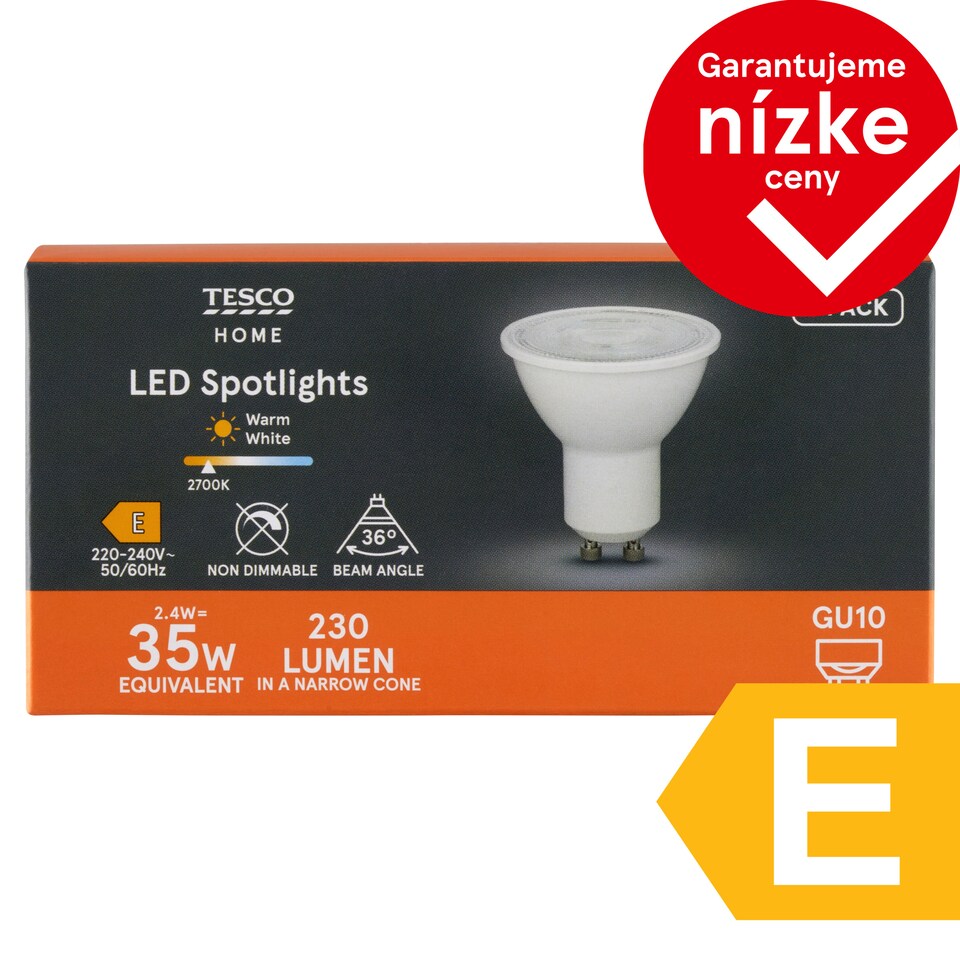 obrázok 1 z Tesco Home LED žiarovka 2,4W GU10 teplé biele svetlo 3 ks