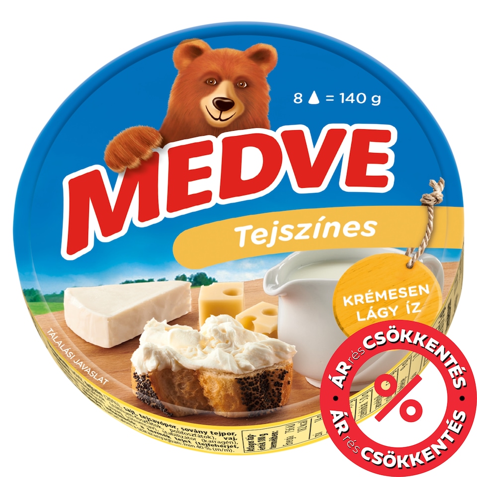 Medve tejszínes kenhető, félzsíros ömlesztett sajt 8 x 17,5 g (140 g)