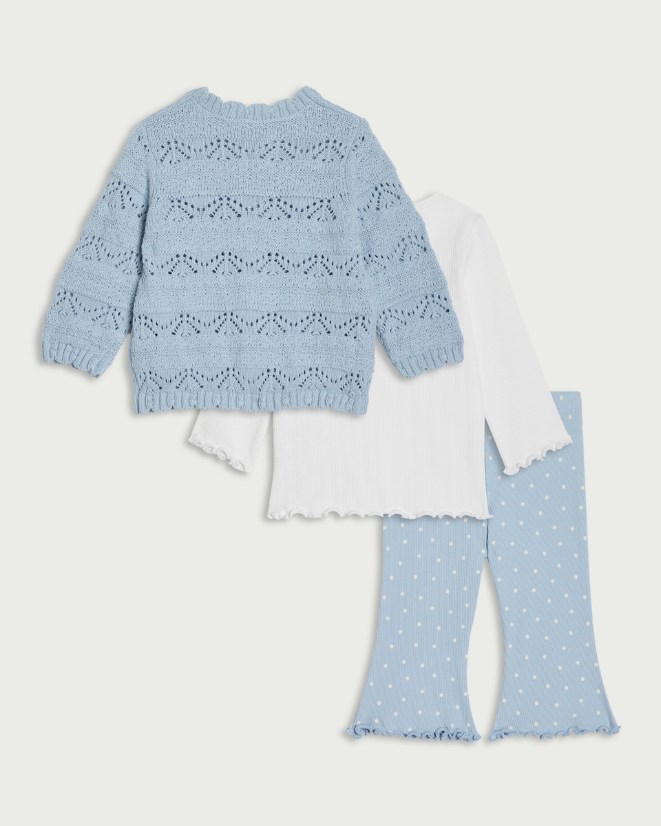 image 1 of F&F Baby 3-Piece Cotton Rich Set in Blue