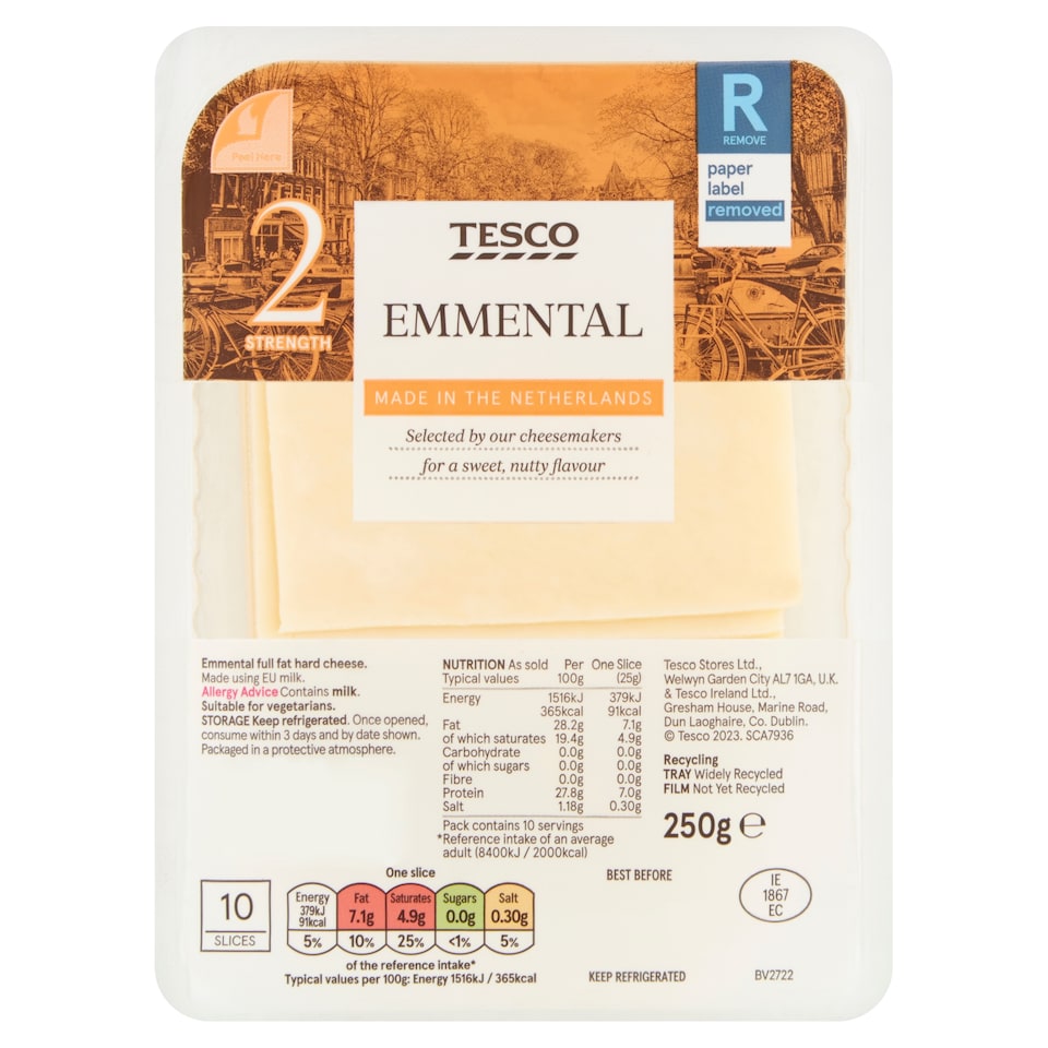 Tesco Emmental Slices 250G