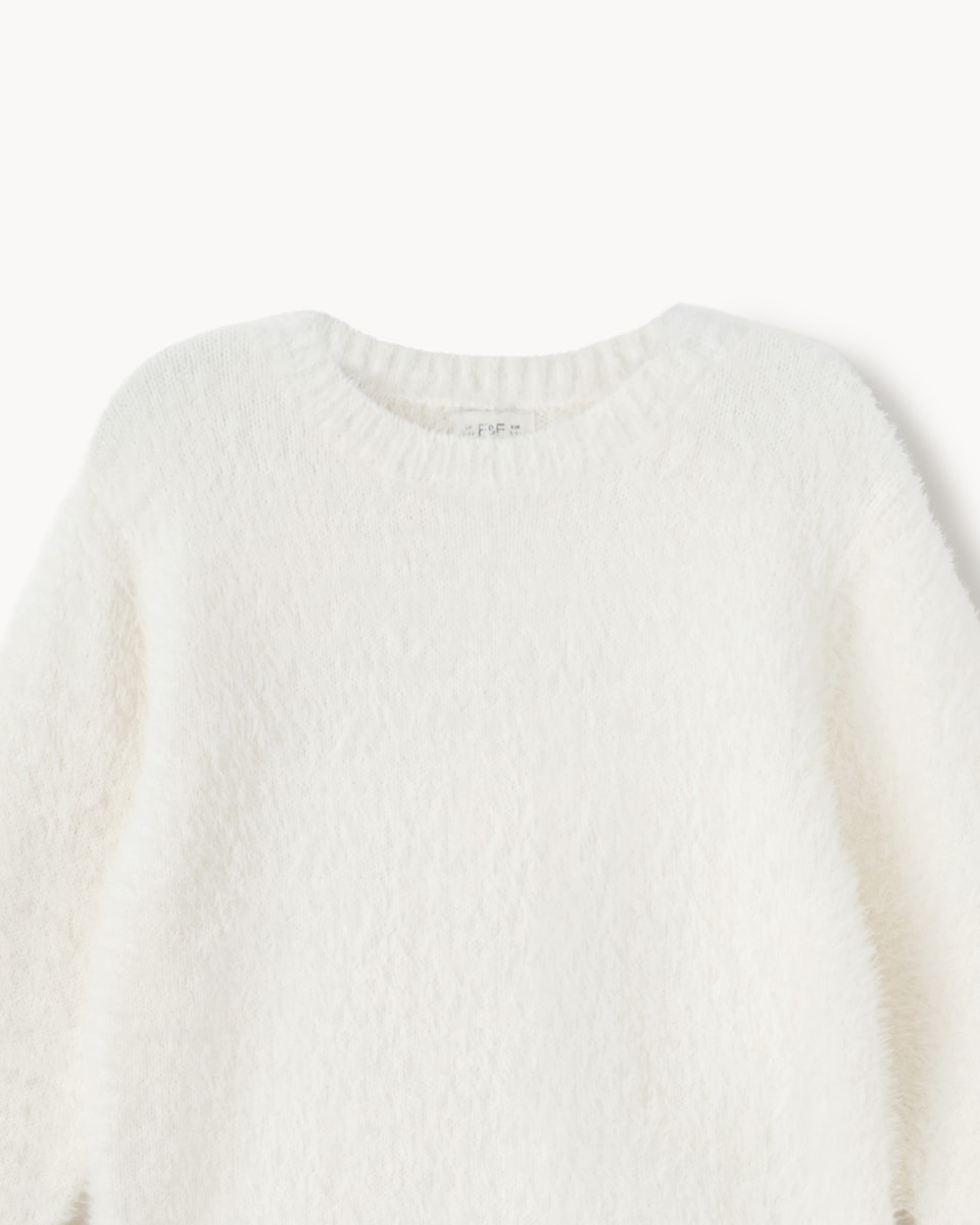 image 1 of F&F Girls Fluffy Jumper in Cream