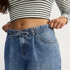 OH ME OH MY Wide Leg Tie Waist Jeans in Blue