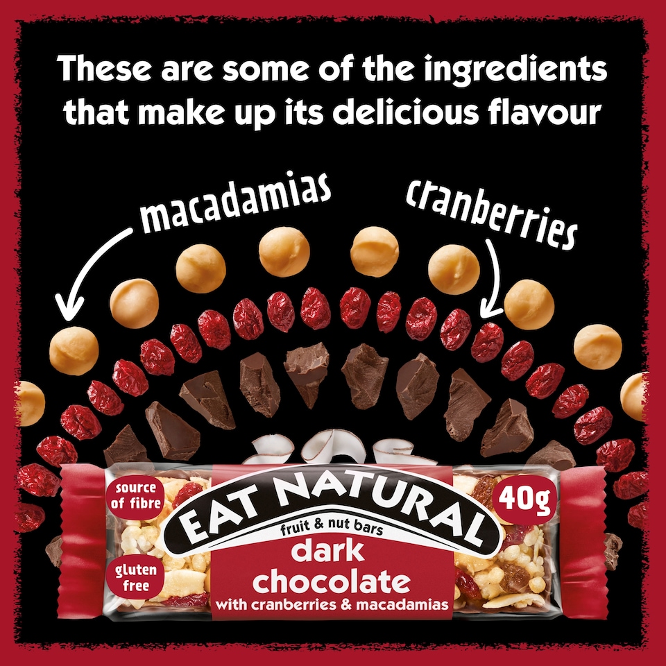 image 1 of Eat Natural Fruit & Nut Bar with Dark Chocolate, Cranberries & Macadamias 40g