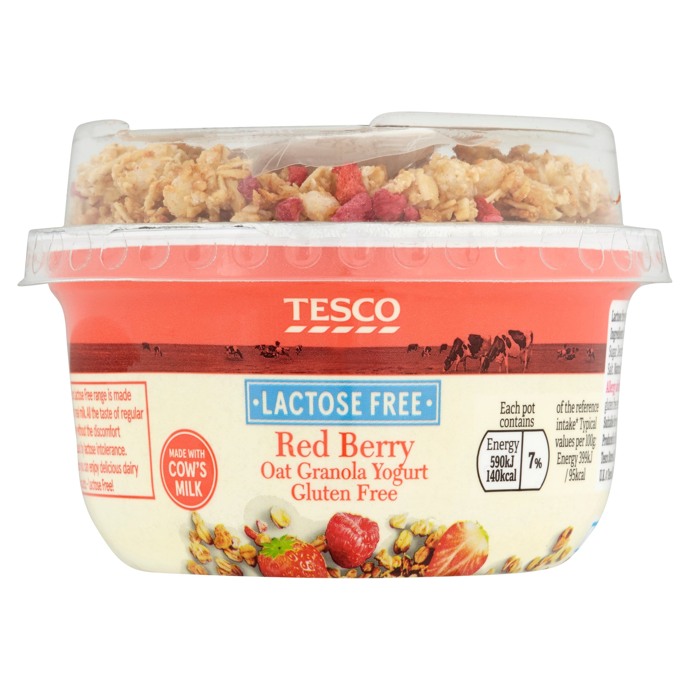 Tesco Yogurt Raspberry Tesco Lactose Free Red Berry Granola Yogurt 148G - Tesco Groceries