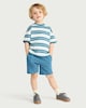 image 1 of F&F Boys 2-Pack Pure Cotton Striped T-Shirt and Shorts Set in Blue