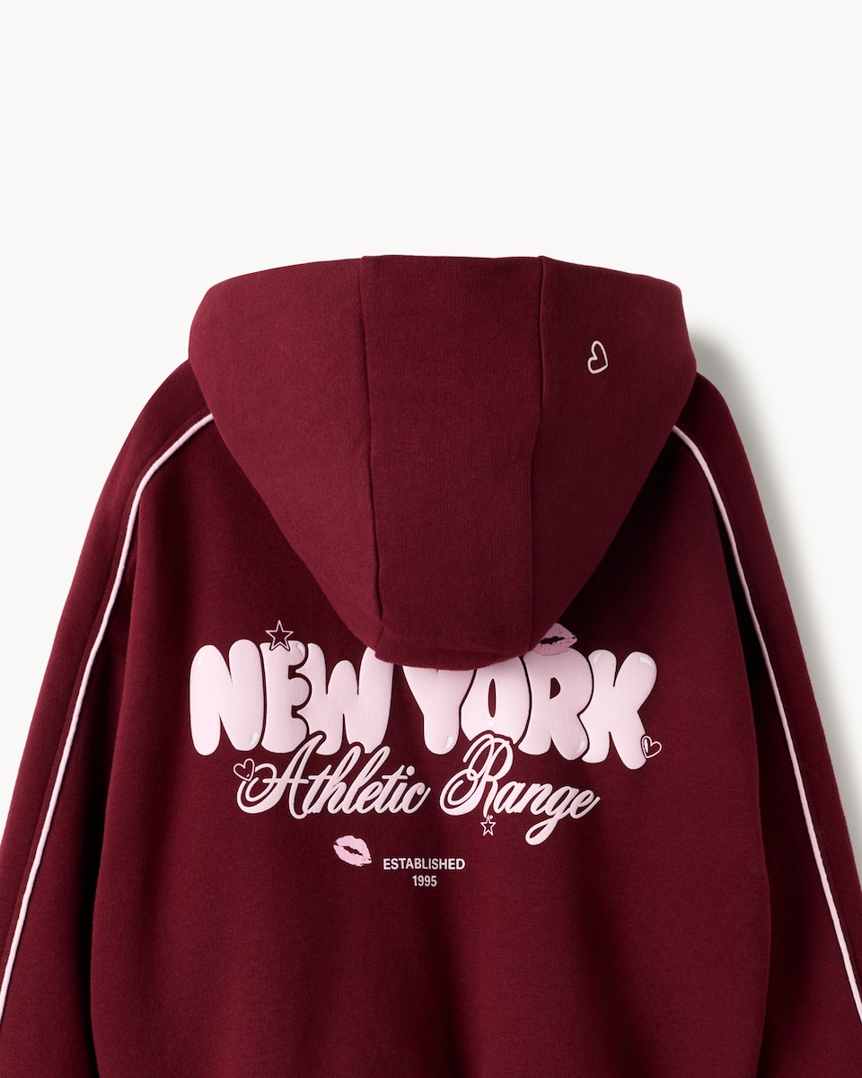 image 1 of F&F Girls Cotton Rich Co-ord Hoodie in Berry