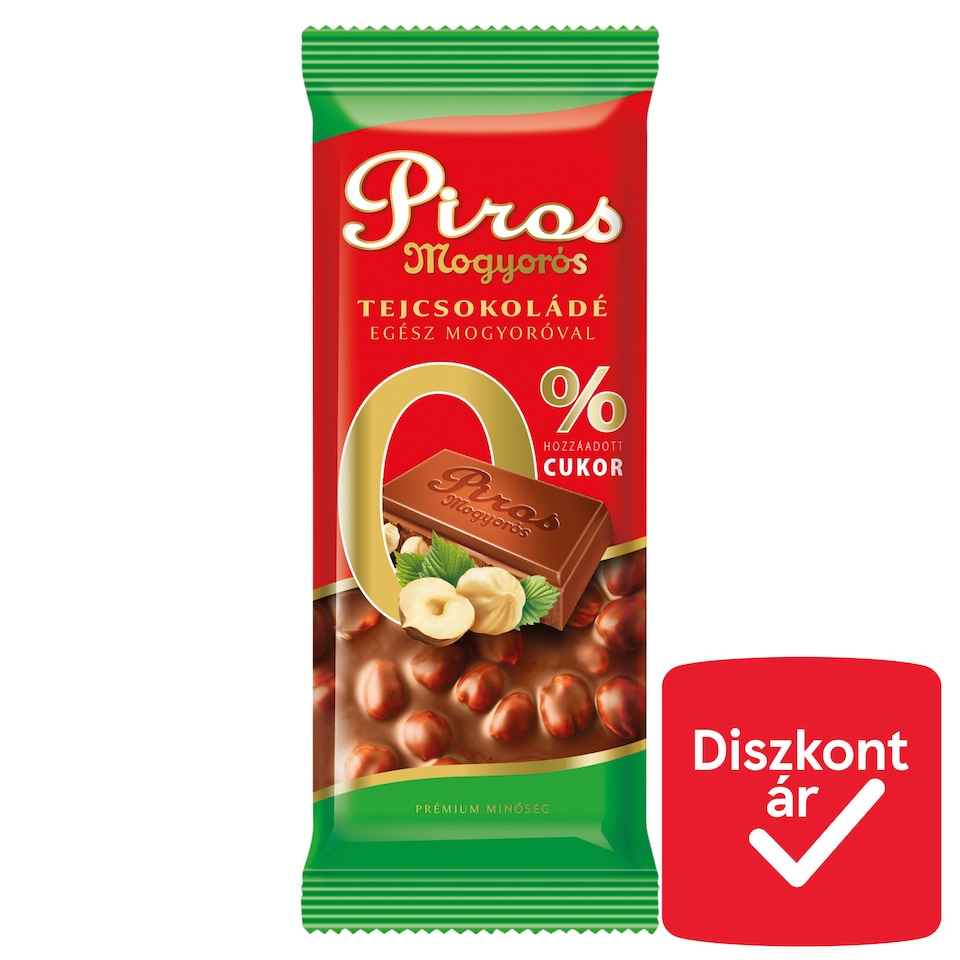Piros Mogyorós Milk Chocolate with Whole Hazelnut 70 g