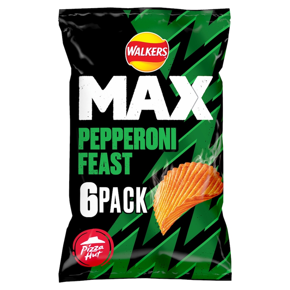 image 1 of Walkers Max Pizza Hut Pepperoni Feast Crisps 6 X 27G