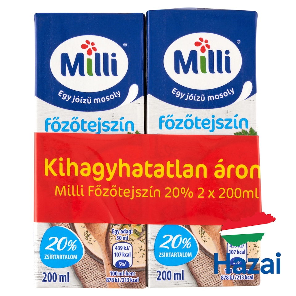 Milli UHT főzőtejszín 20% 2 x 200 ml