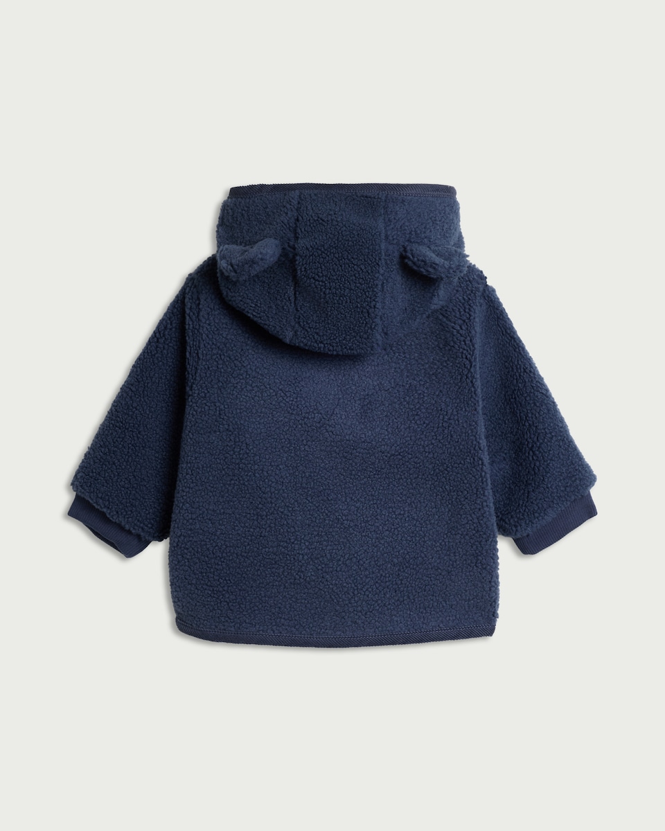 image 1 of F&F Baby Teddy Fleece Hooded Jacket in Navy
