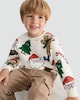 image 1 of F&F Boys Cotton Rich Christmas Motif Jumper in Cream