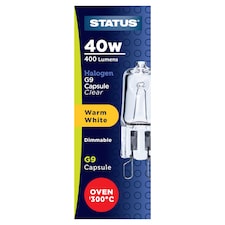 Status 40W 400 Lumens Warm White Halogen G9 Capsule Clear.