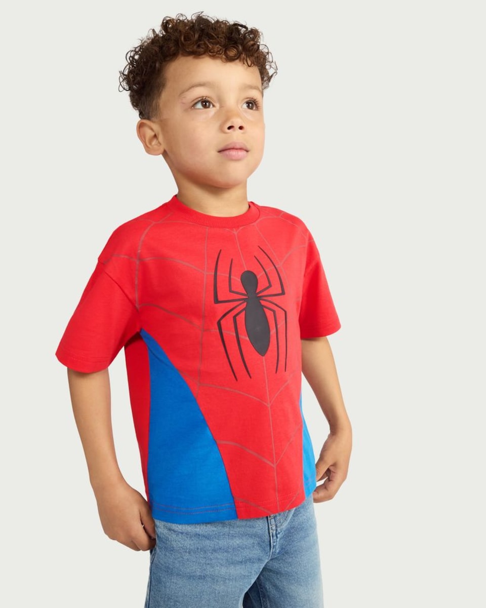 image 1 of Marvel Spider-Man Pure Cotton T-Shirt in Red