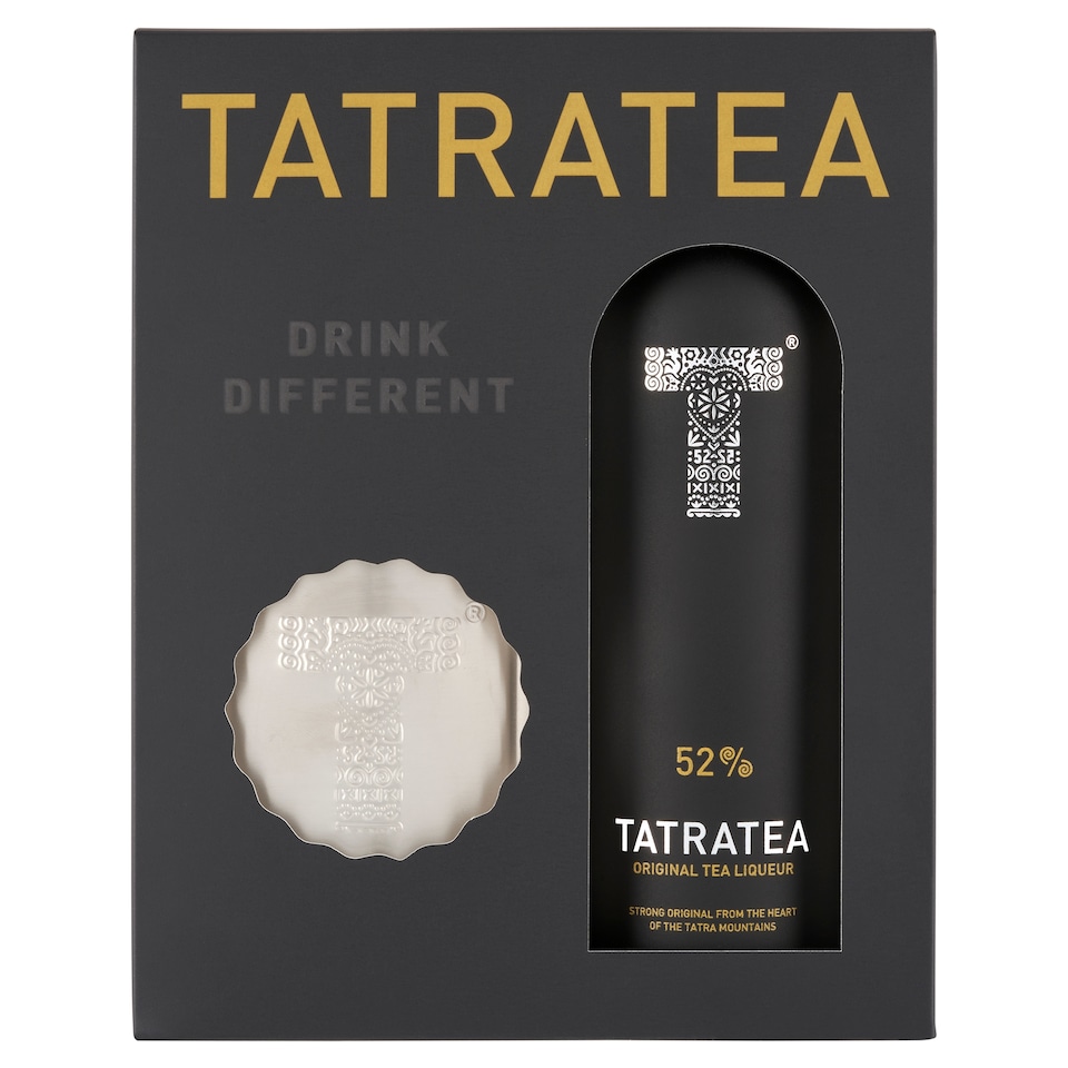 Tatratea eredeti tea likőr 52% 0,35 l + fém flaska ajándékdoboz