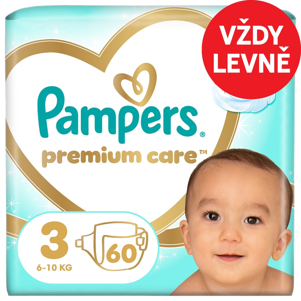 Obrázek 1 pro produkt Pampers Premium Care Velikost 3, 60 Dětské Plenky, 6kg-10kg