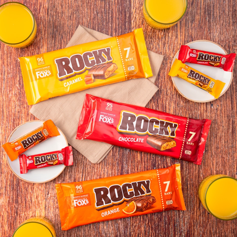 image 1 of Fox's Rocky Caramel Milk Chocolate Biscuit Bars Multipack, 7 Pack 136.5g
