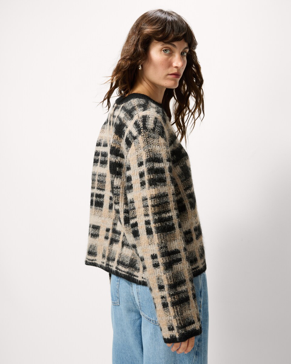 image 1 of F&F Textured Checked Jumper in Multi Black