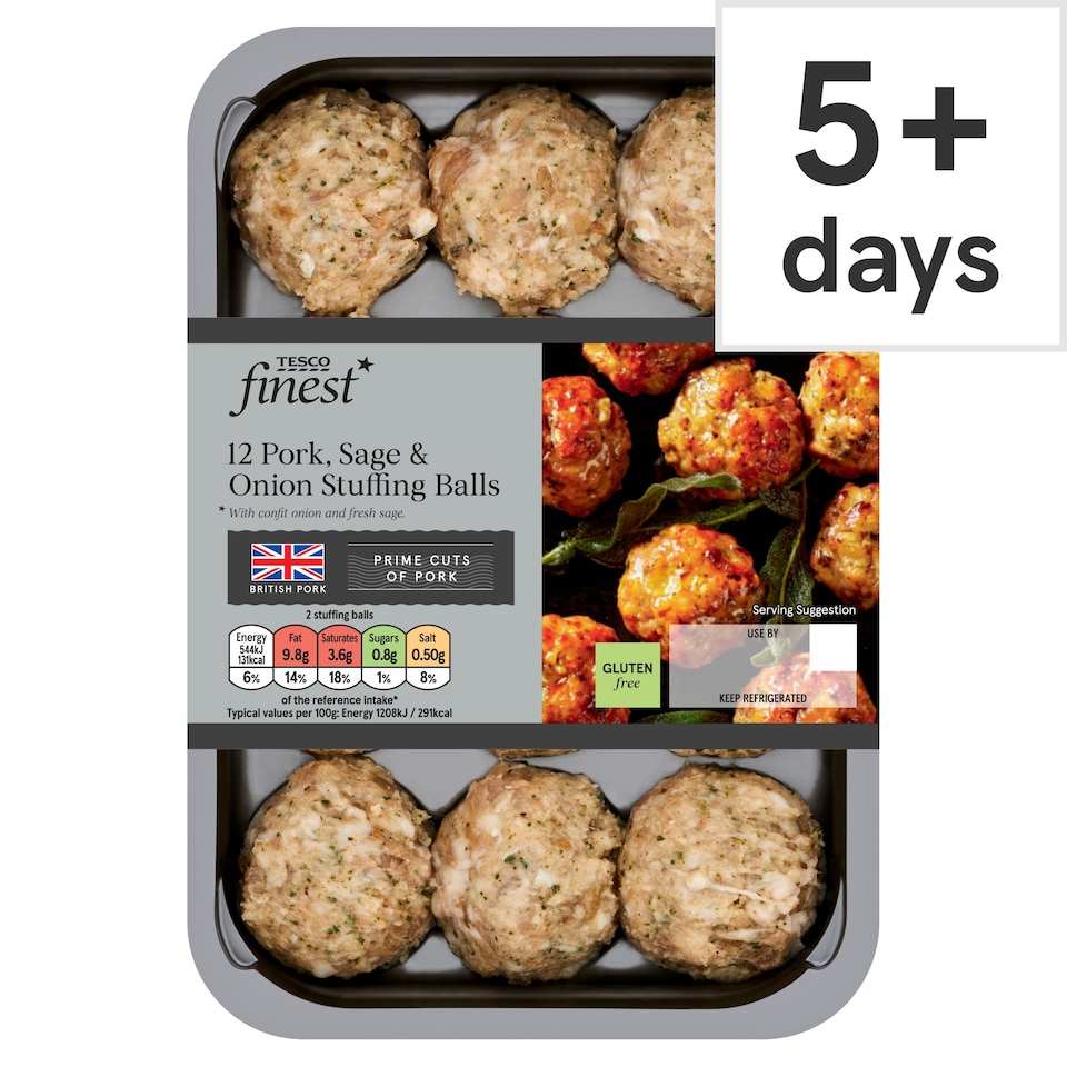Tesco Finest* 12 Pork Sage And Onion Stuffing Balls 350G