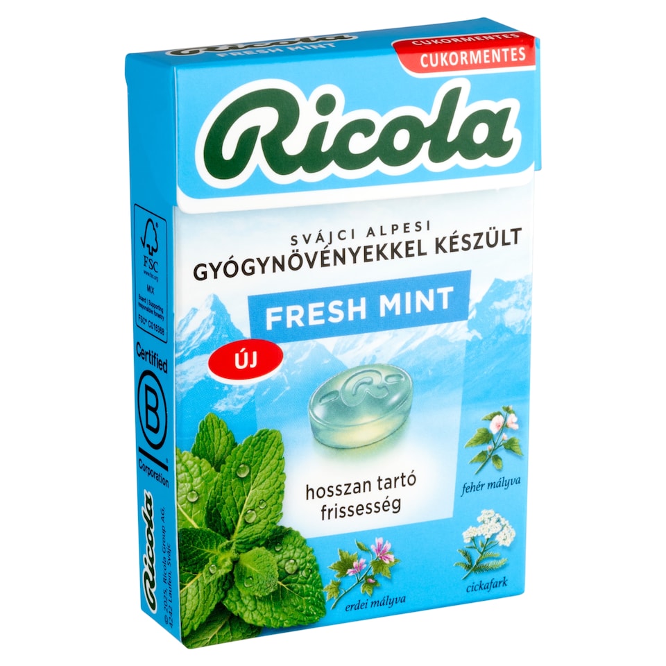 image 1 of Ricola Fresh Mint Sugar-Free Swiss Herbal Candies with Sweeteners 40 g