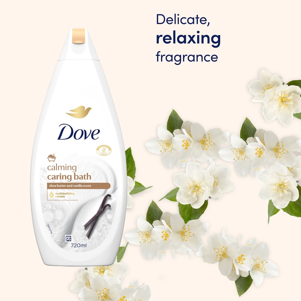image 1 of Dove Caring Bath Calming Shea Butter & Vanilla Bath Soak Bubble Bath 450ml