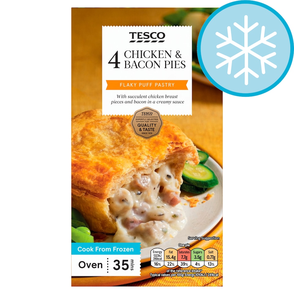 Tesco 4 Chicken & Bacon Pies 568g