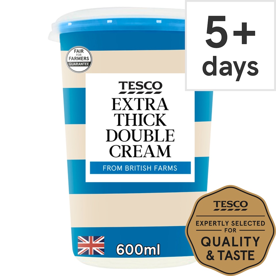 Tesco Fresh British Extra Thick Double Cream 600Ml Tesco Groceries