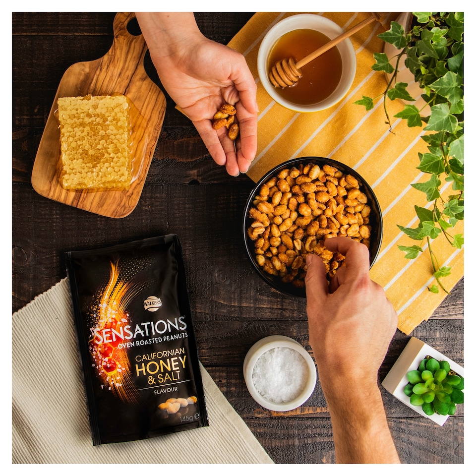 image 1 of Walkers Sensations Roasted Peanuts Honey & Salt Sharing Bag 145g