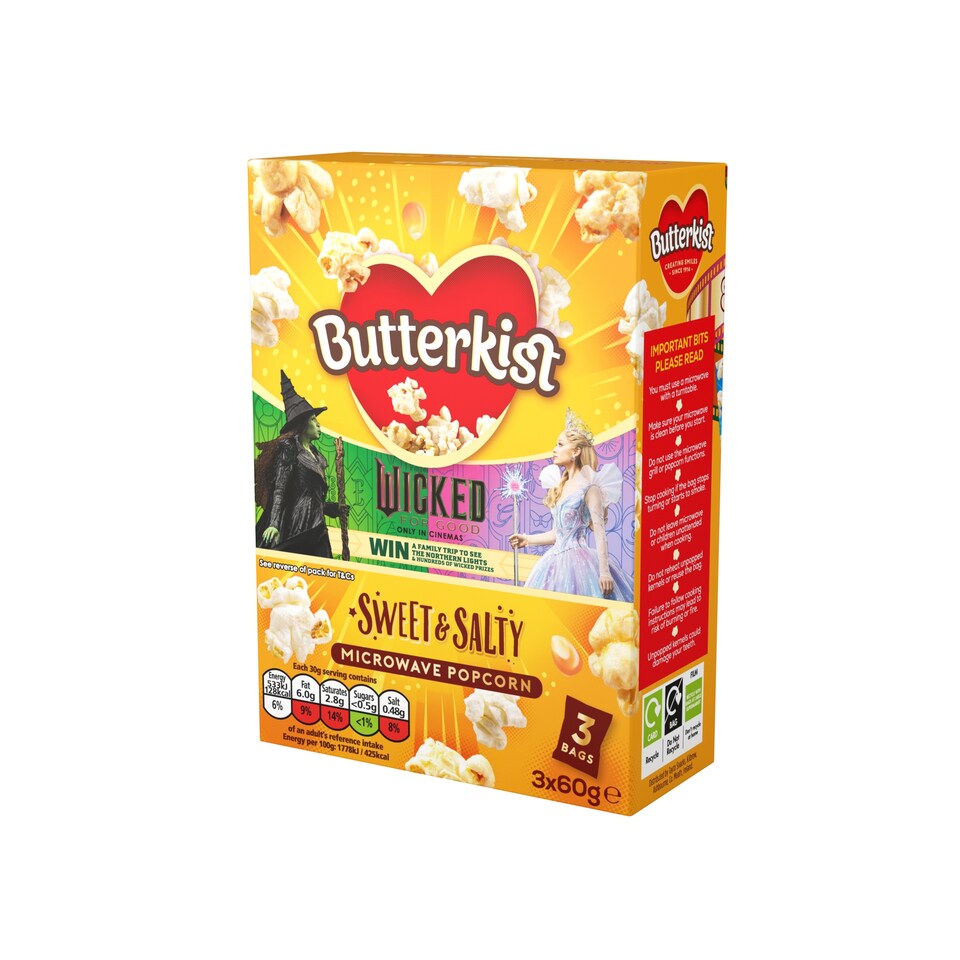 image 1 of Butterkist Microwave Popcorn Sweet & Salted 3X60g