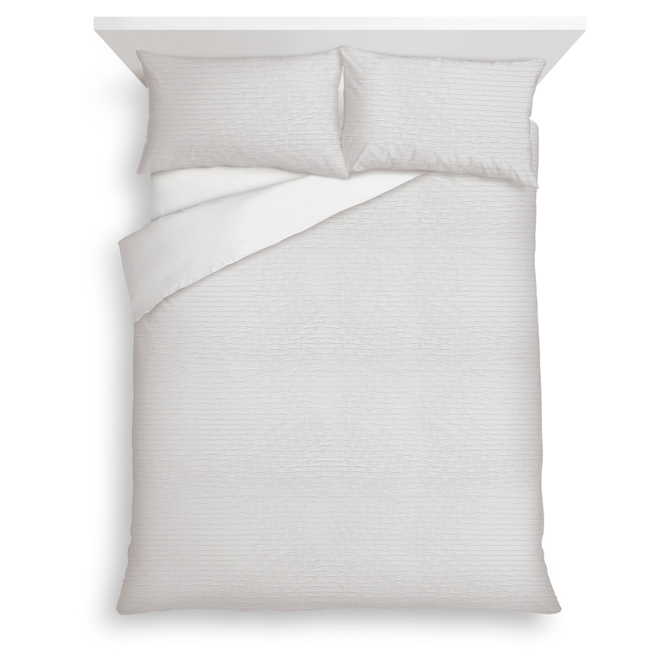 F&F Home Bedding White Textured Duvet Set King